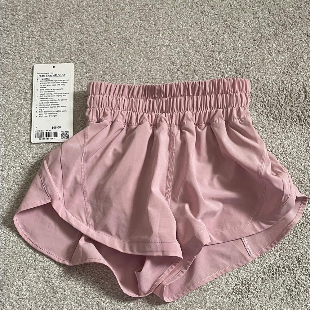 Never Worn - LULULEMONl Track That High-Rise Lined Short 3" - Pink Haze